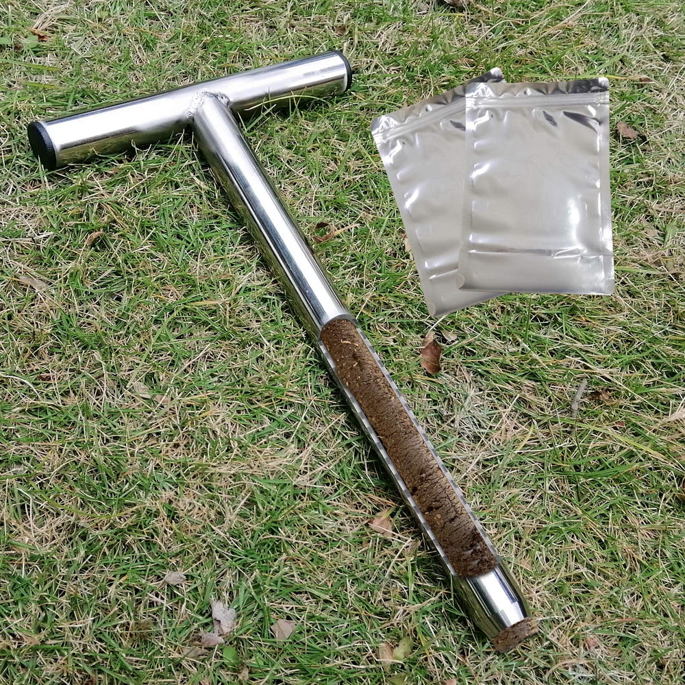 HiHydro front view of probe and two sample bags, showing durable kit for field testing
