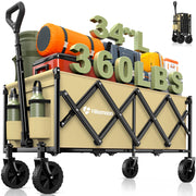 HIKEMOON front view of wagon in khaki highlighting roomy cargo