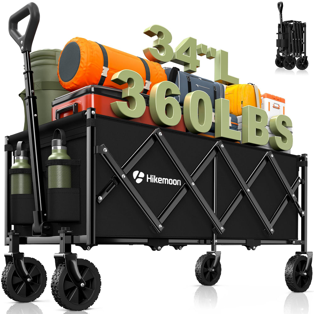 HIKEMOON front view folded wagon showing compact storage convenience