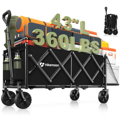 HIKEMOON front view of wagon showing load capacity and portability