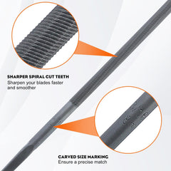 Hipa file guide with alignment markings to ensure correct filing depth