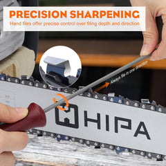 Hipa file handle held in hand for improved grip and safer control
