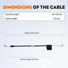 Hipa full-length cable laid flat showing exact OEM replacement length