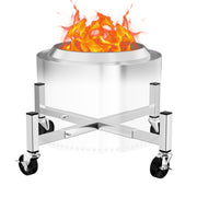 Hisencn front view with mounted fire pit showing easy mobility benefit