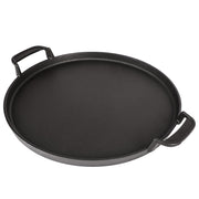 Hisencn front view of cast iron griddle showing full cooking area and sturdy build benefit