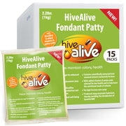 HIVE ALIVE front packaging showing 2.2 lb fondant discs and 15-pack convenience