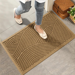 HIYARD front facing 36x24 doormat showing full brown design and welcome function