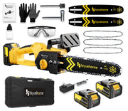 hiyuehome front packaging showing compact cordless chainsaw and accessories for quick identification
