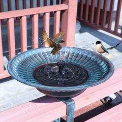 hlqmfht front view of deck bird bath showing elegant basin and finish