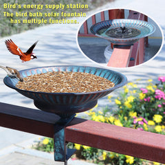hlqmfht solar panel and fountain pump showing energy-free water flow