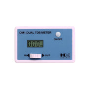 HM Digital DM-1 front panel dual display showing inlet and outlet TDS readings for quick monitoring