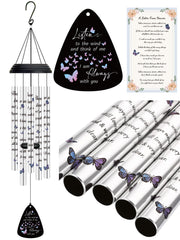 Hoemwarm wind chime front view showing butterflies and calming design