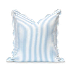 Hofdeco Premium front view showing baby blue stripes and scalloped edge for coastal style