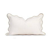 Hofdeco Premium front view of tan striped lumbar cover showing coastal style
