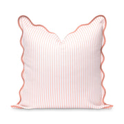 Hofdeco Premium front view showing blush pink stripes and scalloped edge for coastal charm
