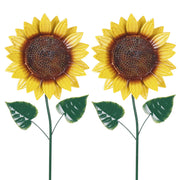 hogardeck front view shows two sunflowers brightening a garden bed