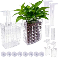 HOLADAWN front view showing two plant holders and included suction cups, easy setup