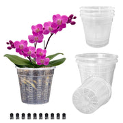 HOLANHING front view of 5.5" pot showing clear container and included clips for easy repotting