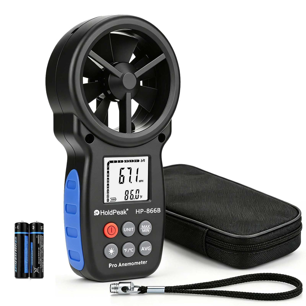 H HOLDPEAK front view showing clear display and controls for quick readings