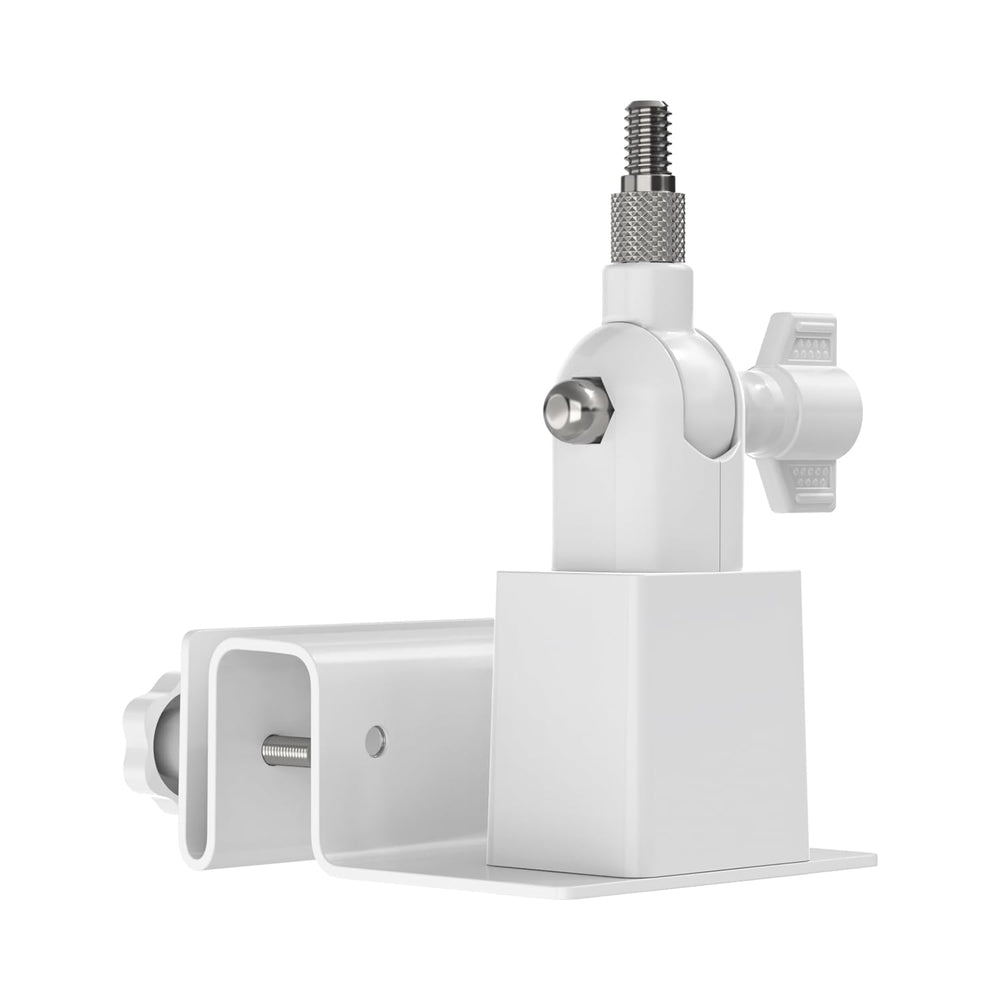 Holicfun front view of white gutter mount showing clean design and easy clamp benefit