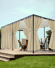 HolidayIdeas cream curtain front packaging showing 8 panels and benefits