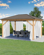 HolidayIdeas front view of white outdoor curtains showing full coverage and brightness