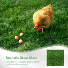 Homaisson close-up of fake grass fibers highlights soft texture for egg protection