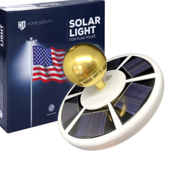 HOME DEPUTY front view of solar flag pole light showing full LED face and sleek topper benefit