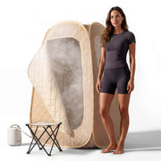 Homedics portable sauna front view showing assembled tent and entrance for quick setup