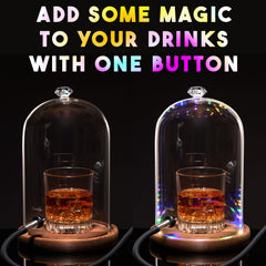 homia circular LED lights illuminated creating dramatic cocktail presentation