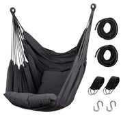 Hommtina front view dark gray hammock chair showing inviting seat and boho style