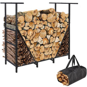 HONEST OUTFITTERS front view of 4ft firewood rack, sturdy storage