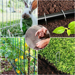 HongWay staples in use pinning landscape fabric for secure hold