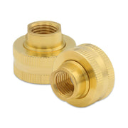 Hooshing adapter front view showing compact brass body and ports for durable connection