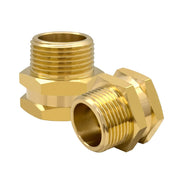Hooshing adapter front view showing brass body and threads for durable connection