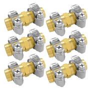 Hooshing front view of six brass hose menders showing kit contents and benefit durability