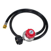 Hooshing front view of regulator and 5ft hose showing fittings and secure connection