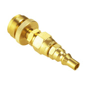 Hooshing adapter assembly front view showing quick-connect and flare ends for easy hookup