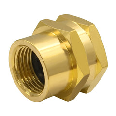 Hooshing adapter installed between faucet and garden hose, simplifies outdoor connections