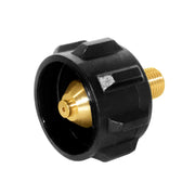 Hooshing adapter front view showing brass body and safety cap for secure connection