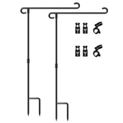 HOOSUN front view of flag stand showing sturdy poles and stable base benefit