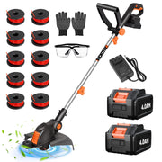 HortiHub trimmer front view showing compact cordless design and easy start