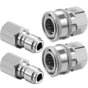 Hotop front view of 3/8" NPT quick connect fittings showing both sets for fast swapping