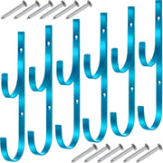 Hotop front view of six blue pool hook hangers showing compact set and design benefit