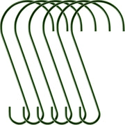 Hotop front view of six green 12-inch hooks showing complete set and finish benefit