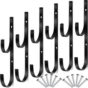 Hotop front view of six black pool pole hooks showing organized storage benefit