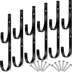 Hotop front view of six black pool pole hooks showing organized storage benefit