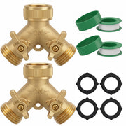 Hourleey front view solid brass splitter showing sturdy construction and reliable connection