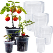 Hourleey front pack of 36 clear nursery pots showing all sizes and quantity benefit