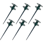 Hourleey front view showing six metal stakes and packaging for easy identification